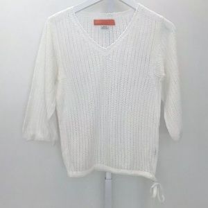 CYNTHIA CYNTHIA STEFFE WHITE OPEN KNIT VNECK SWEATER XS